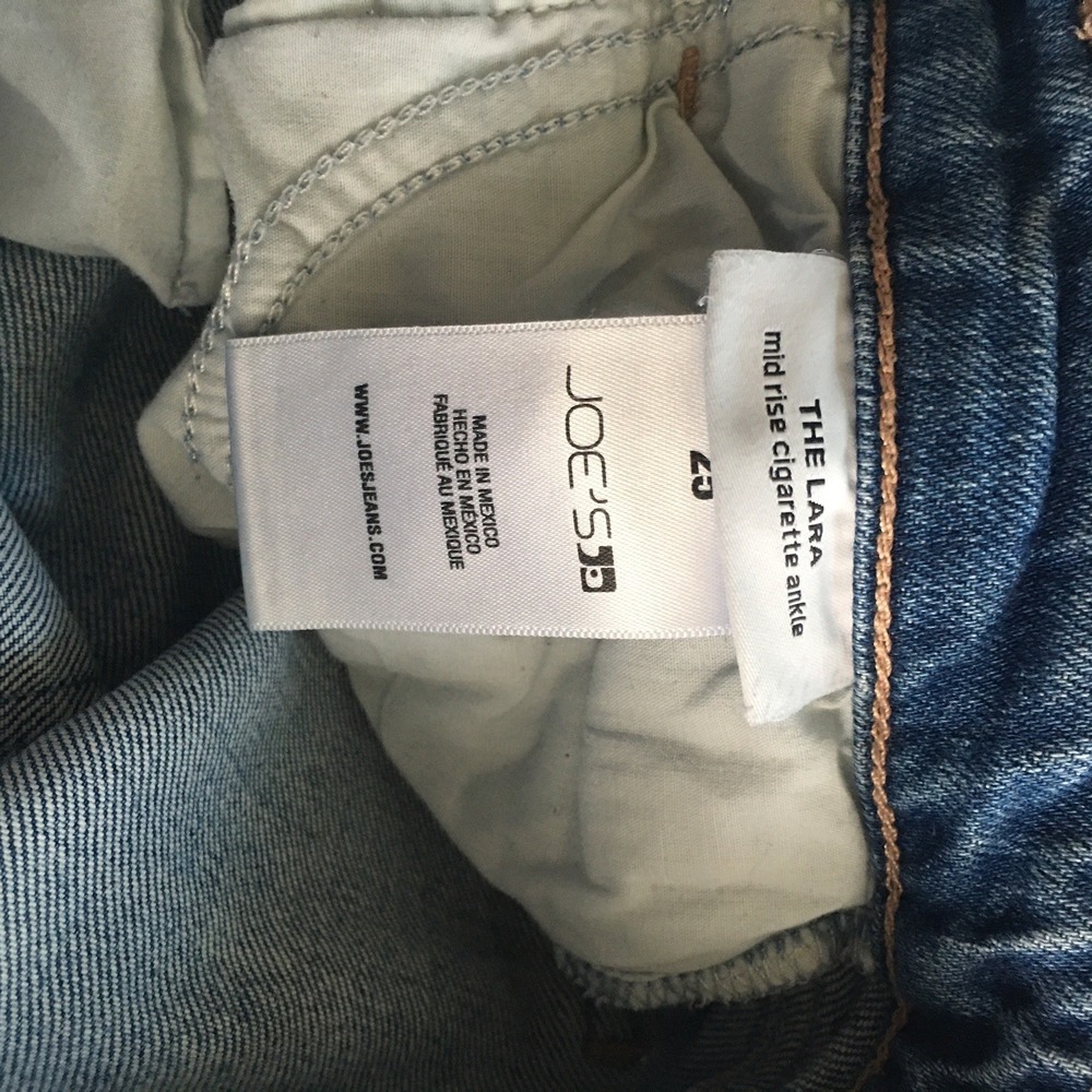 VTG Joe's The Lara Mid Rise Jeans Size 25 Cigarette Raw Hem Ankle Stretch Patchw - Picture 7 of 11